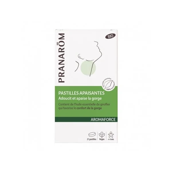 Pranarôm Aromaforce Pastilles Apaisantes Adoucit & Apaise la Gorge - 21 pastilles