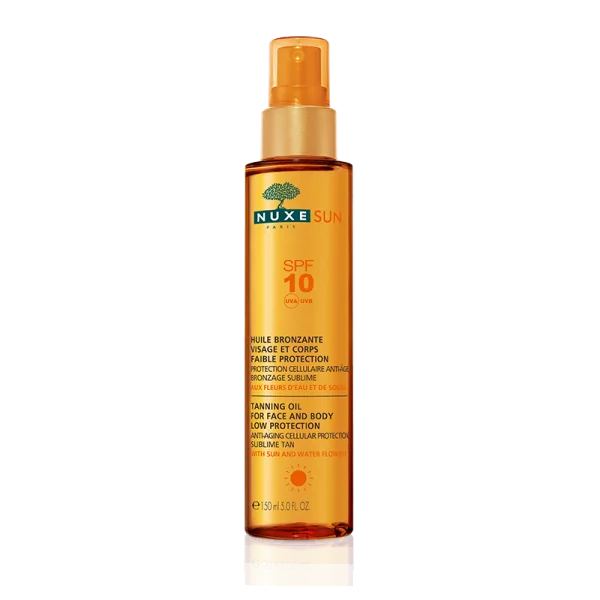 Nuxe sun huile bronzante visage et corps spf10 spray 150ml