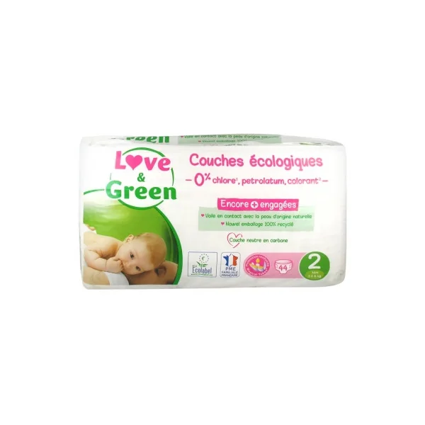Couches LOVE AND GREEN Taille Naissance - Ecolabel et