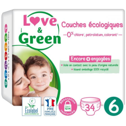 Love & Green Couches Hypoallergéniques Taille 6 - 34 couches