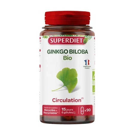 Superdiet ginkgo biloba bio pour la circulation 90 gélules