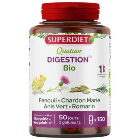 Superdiet Quatuor Bien-être Digestif bio 150 Gélules