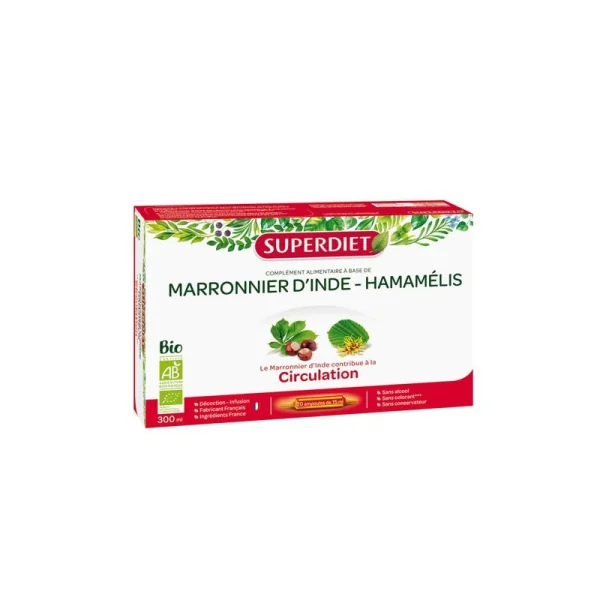 Superdiet Marronier Hamamélis Bio 20 ampoules