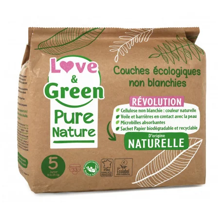 Love & Green Pur Nature Couches Ecologiques Taille 5 - 33 Pièces