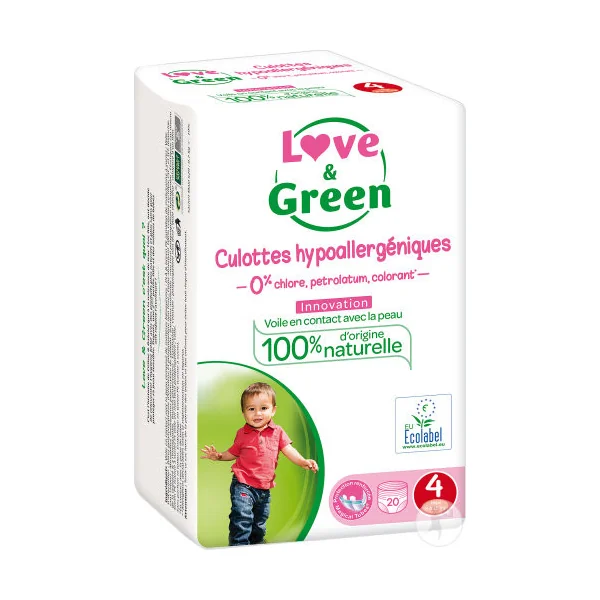 Love & Green Culottes Hypoallergéniques Taille 4 - 20 Pièces