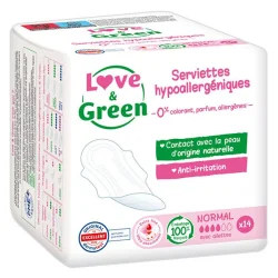 Love & Green Serviettes Hypoallergéniques 14 Pièces