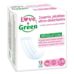 Love & Green Inserts Jetables Ultra-absorbants Taille S/M - 25 Pièces