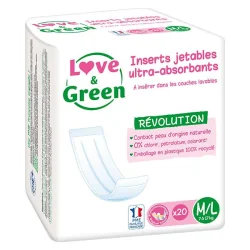 Love & Green Inserts Jetables Ultra-absorbants Taille M/L - 20 Pièces