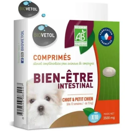 Biovetol Comprimés Bien-être Intestinal Chiot et Petit Chien 10 Comprimés