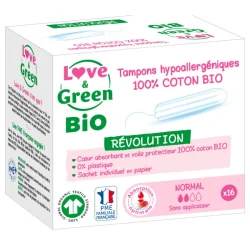 Love & Green Tampons Hypoallergéniques Taille Normal - 16 Pièces