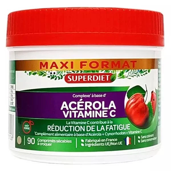 Superdiet Acérola Vitamine C 1000 - 90 Comprimés