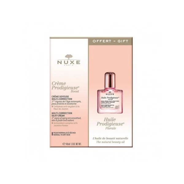 Nuxe Coffret Crème Prodigieuse Boost Crème Soyeuse Multi-Correction 40 ML + Huile Prodigieuse Florale 10 ML OFFERTE