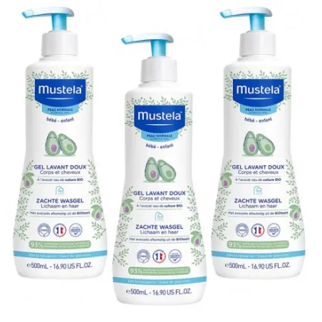 LOT DE 3X Mustela Gel Lavant Doux Corps et Cheveux 500ML