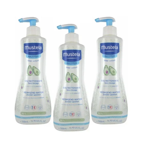 LOT DE 3X Mustela eau Nettoyante sans rinçage à l'avocat bio 500ml