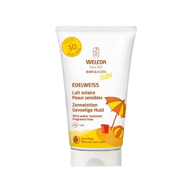 Weleda Sun Edelweiss Lait Solaire Peaux Sensibles IP30 Tube - 150 ML