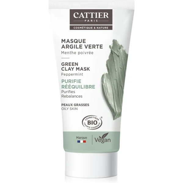 Cattier Masque Argile verte Menthe poivrée 100ml