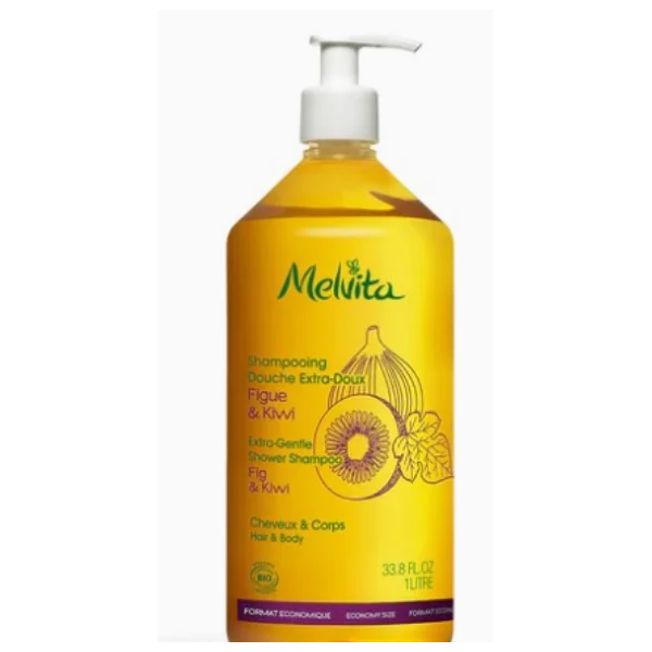 Melvita Shampoing Douche Extra-Doux Figue Et Kiwi Flacon Pompe 1l