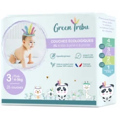 Green Tribu Couches écologiques taille 3 (4-9 kg) - sachet de 26 couches