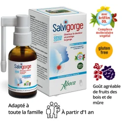 Aboca Salvigorge 2ACT Spray sans alcool (adultes et enfants à partir d'un an) 30ml