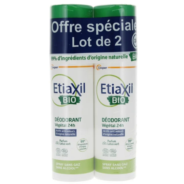 Etiaxil Déodorant Végétal 24h Bio Lot de 2 x 100 ml