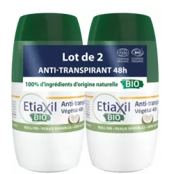 Etiaxil Déodorant Anti-Transpirant Végétal 48h Roll-On Bio Lot de 2 x 50 ml