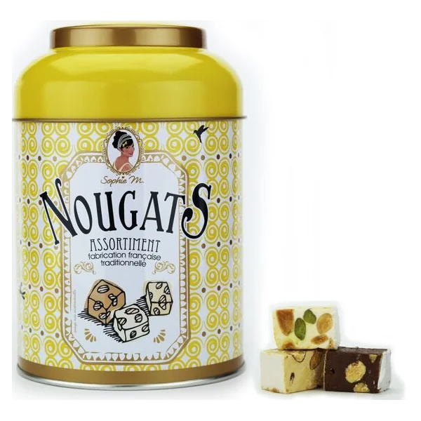 Tasty NOUGATS, assortiments, boite métal, cadeau 170gr