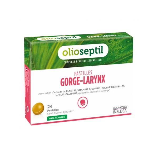 Olioseptil Pastilles Gorge-Larynx Miel citron 24 pastilles