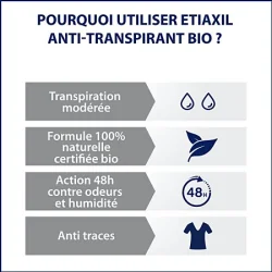 Etiaxil Déodorant Anti-Transpirant Végétal 48H Roll-On Bio - 50ML