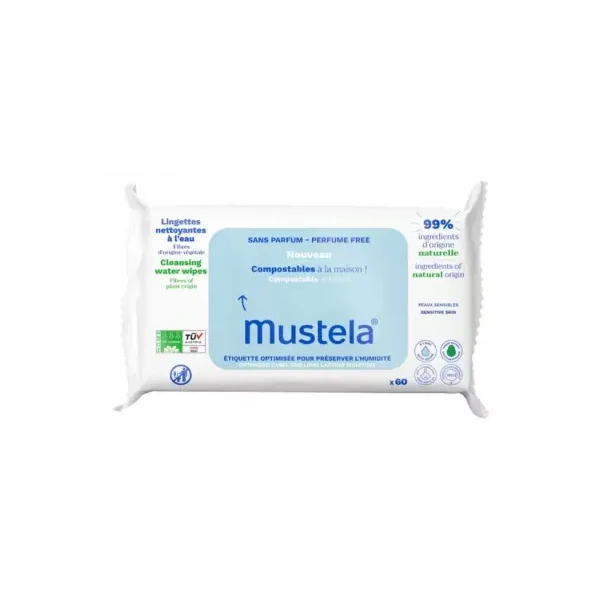 Mustela Lingettes Nettoyantes Compostables Sans Parfum - 60 Lingettes