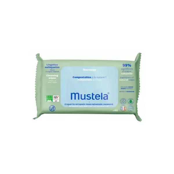 Mustela Lingettes Parfumées Compostables à la Maison - 60 lingettes