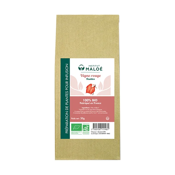 Institut Maloé Plantes Sèches Feuilles de Vigne Rouge Bio - 30 GR