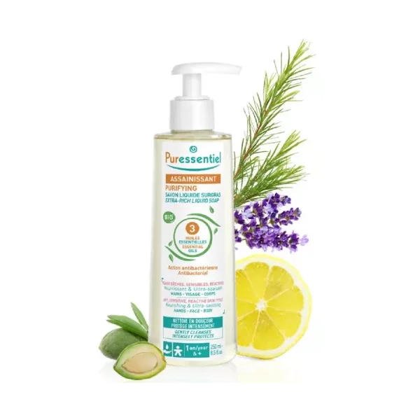 Puressentiel Assainissant Savon Surgras aux 3 Huiles Essentielles Bio - 250 ML