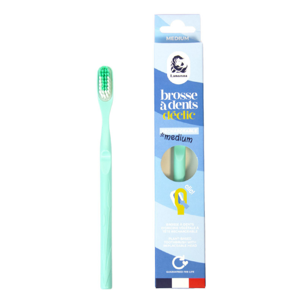 Lamazuna Brosse à dent Médium Vert d'Eau Rechargeable - 1 Pièce